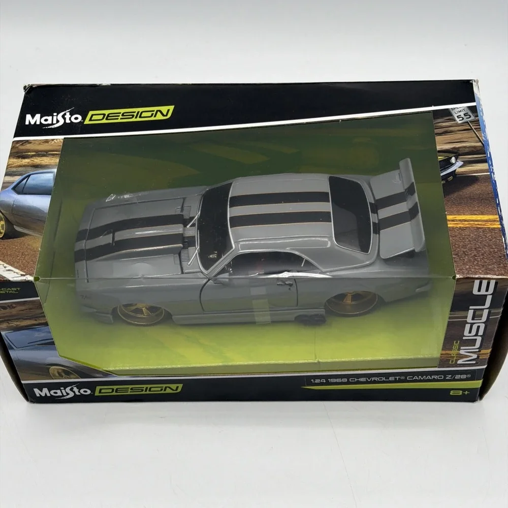 Maisto Design Shop 1968 Chevrolet Camaro Z28 Black And Gray 1:24 Diecast Car